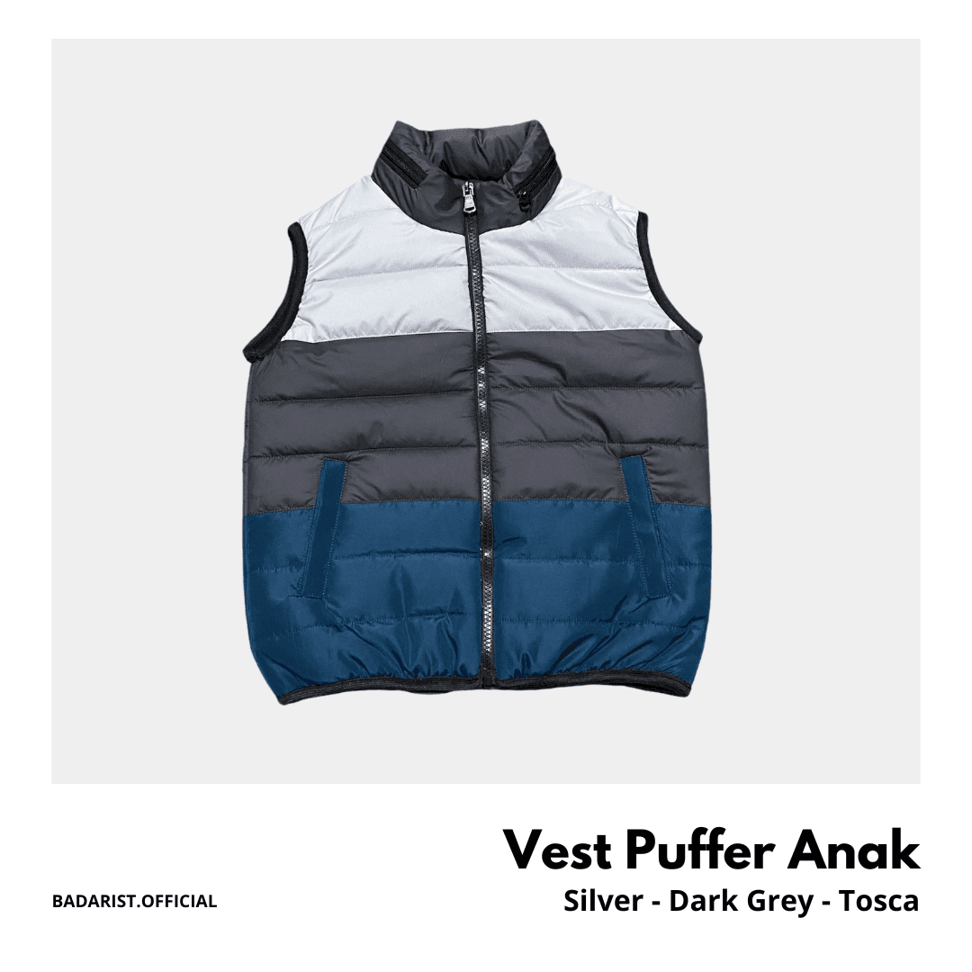 Vest Puffer Anak 3 Warna - Silver Abu Tosca