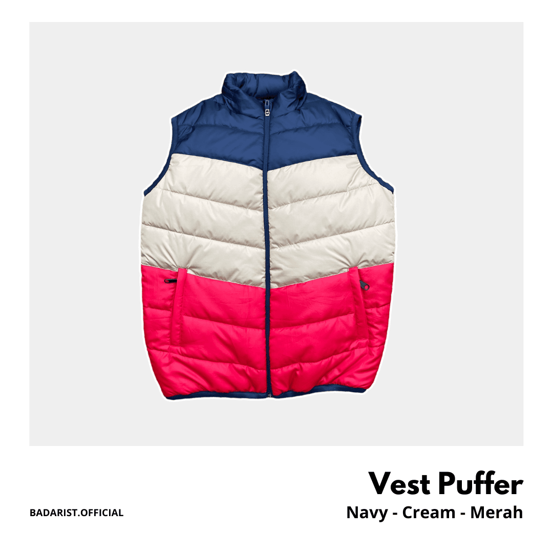 Vest Puffer 3 Warna - Navy Krem Merah