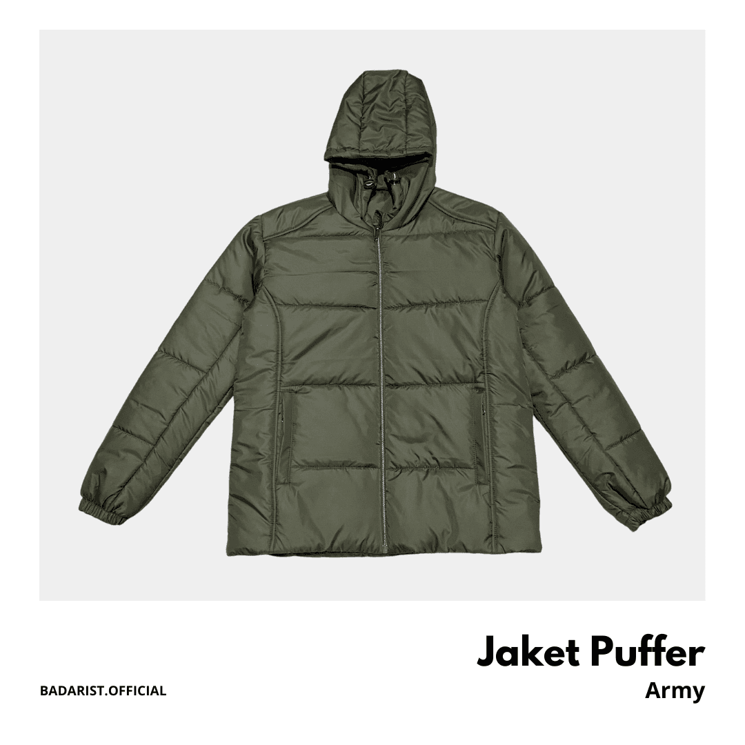 Jaket Puffer - Army | Ukuran L