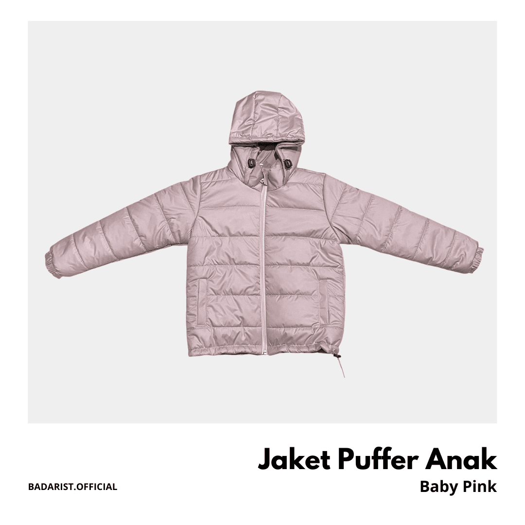 Jaket Puffer Anak - Baby Pink | Anak 3-6 tahun